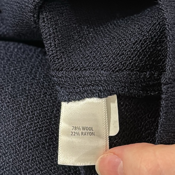 St. John Collection colorblock Santana knit cream navy midi dress size 12 - Picture 10 of 11